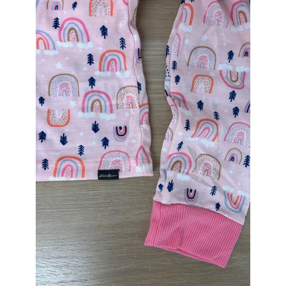 Eddie Bauer Girls Aurora Pink Rainbow Pine Tree Pajama Set 2PC NWT L 14-16